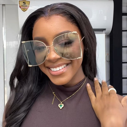 New Oversized Metal Frame Sunglasses UV400 Protection Stylish Eyewear