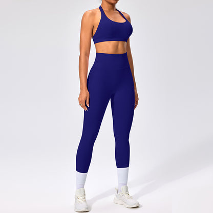 Women's Outdoor Yoga Set with Open Back Sports Bra and Pants