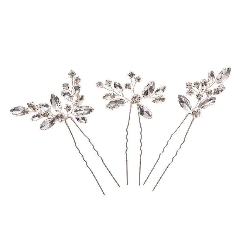 Irregular Crystal Hair Pins Set Metal Wedding Hair Accessory
