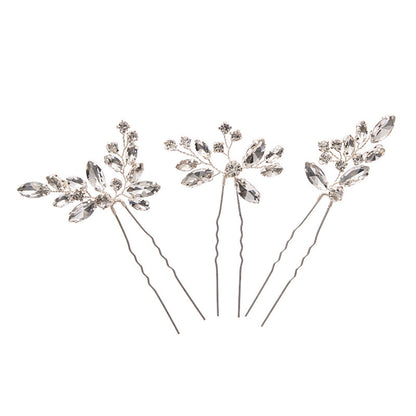 Irregular Crystal Hair Pins Set Metal Wedding Hair Accessory