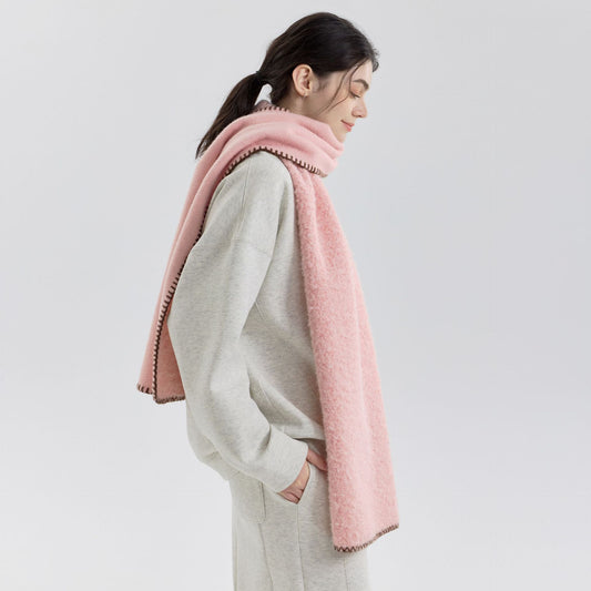 Simple Solid Color Wool Blend Scarf for Women - Cozy Winter Wrap