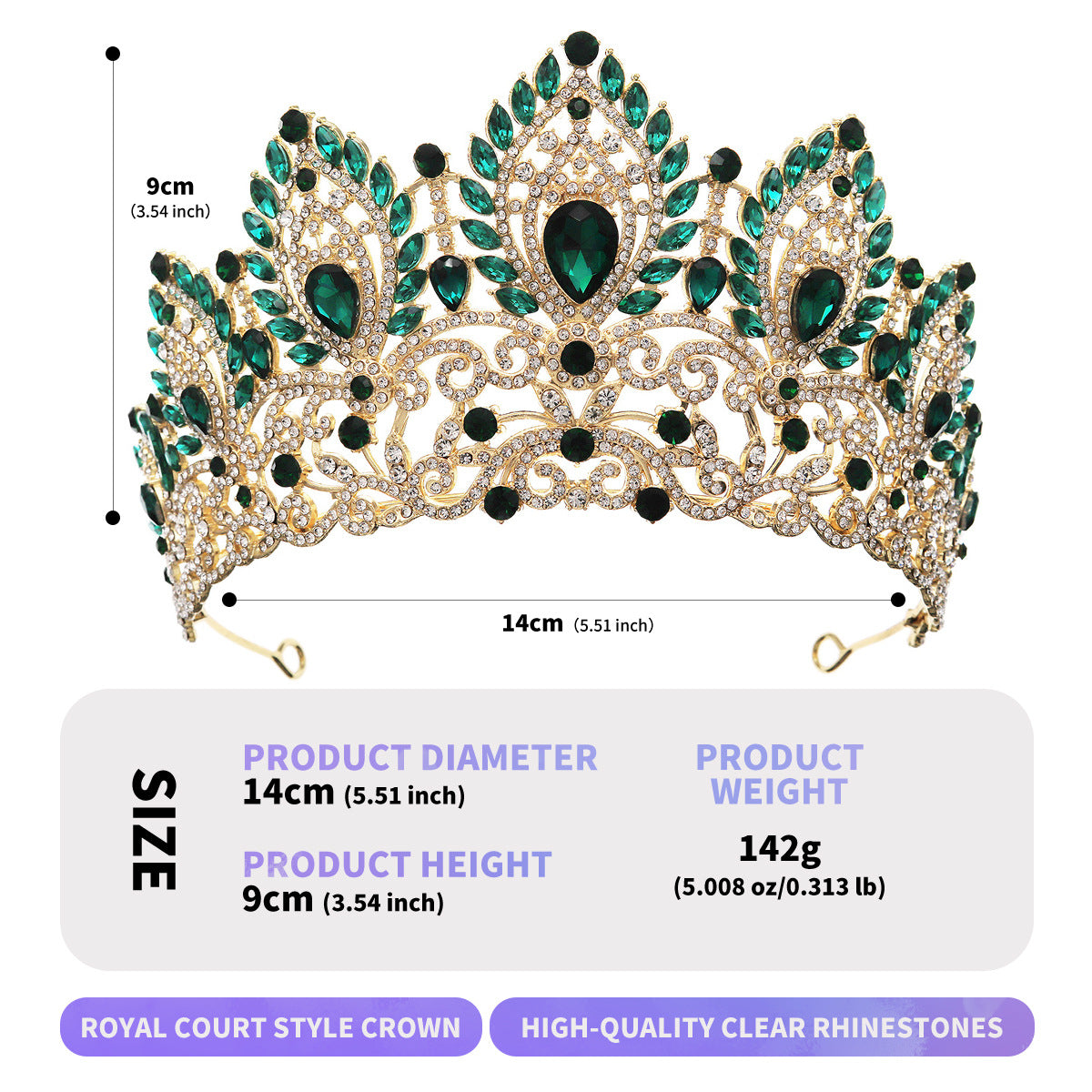 Luxury Bride Crown with Rhinestones for Weddings and Pageants