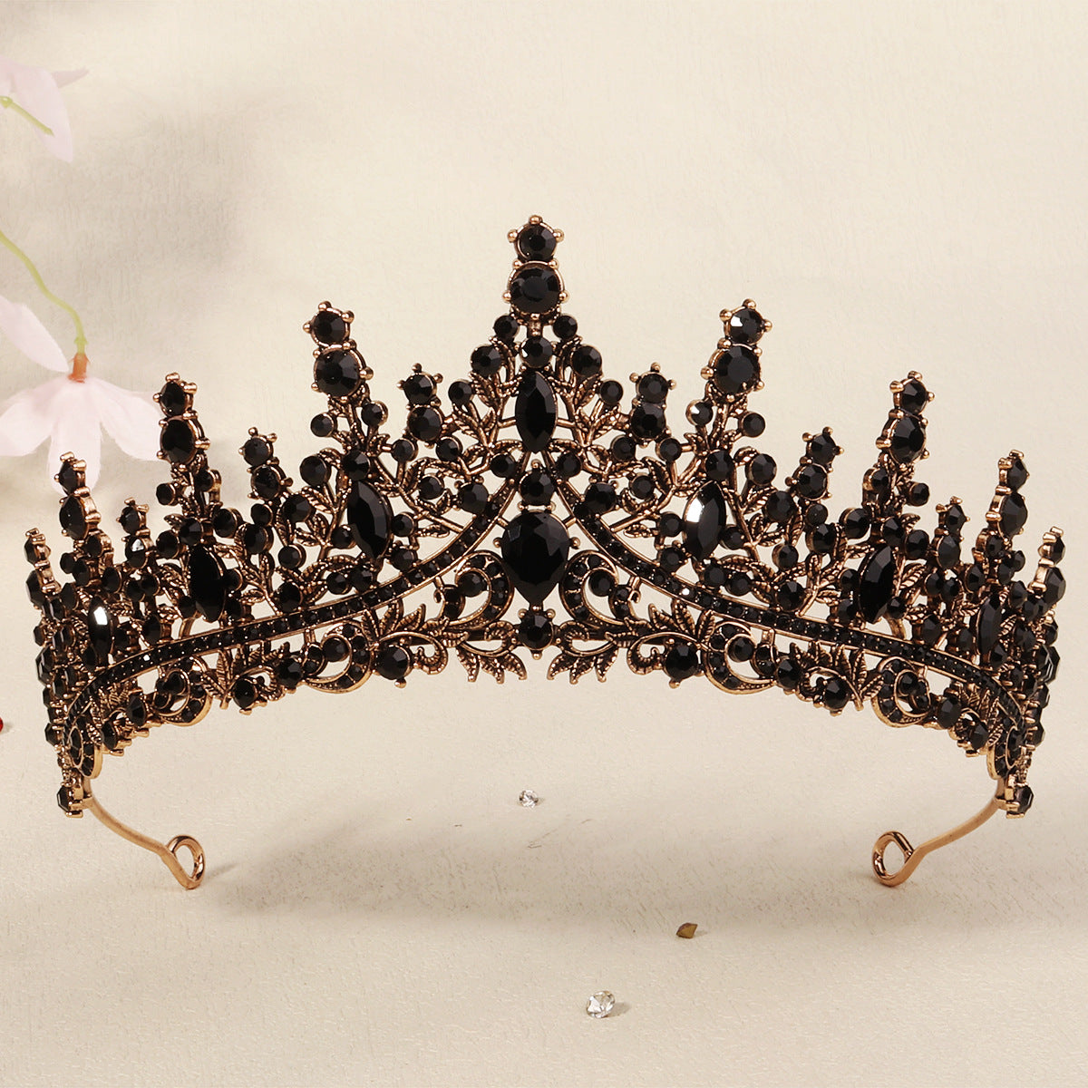 Dark Fantasy Alloy Crown with Rhinestones for Halloween Parties