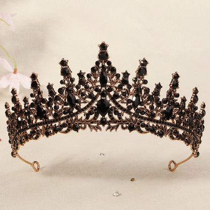 Dark Fantasy Alloy Crown with Rhinestones for Halloween Parties