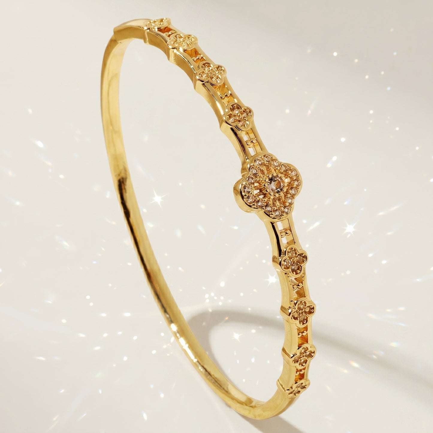 High-End Zirconia Stone Bangle with Nail Design for Weddings and Parties