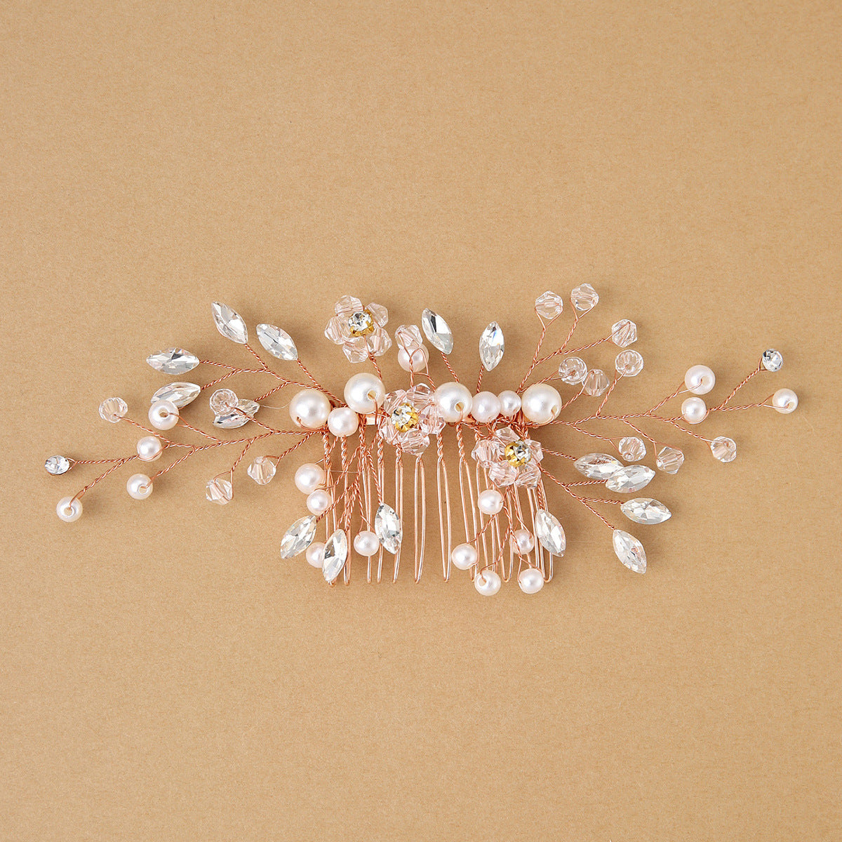 White Crystal Pearl Hair Comb Elegant Bridal Hairpiece