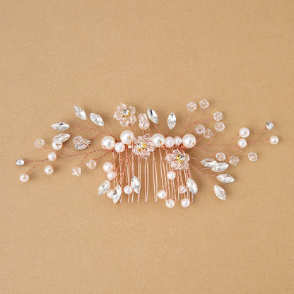 White Crystal Pearl Hair Comb Elegant Bridal Hairpiece