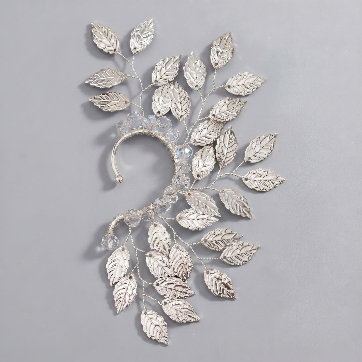 Crystal Leaf Ear Cuffs Vintage Style Clip-On Earrings
