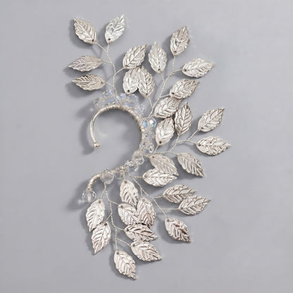 Crystal Leaf Ear Cuffs Vintage Style Clip-On Earrings