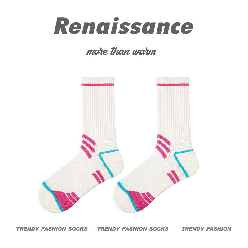 Athletic Colorblock Mid Calf Moisture Wicking Socks