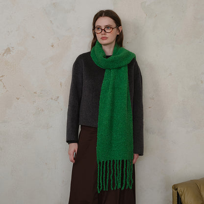 Wool Tassel Scarf Soft Breathable Versatile Wrap for Women