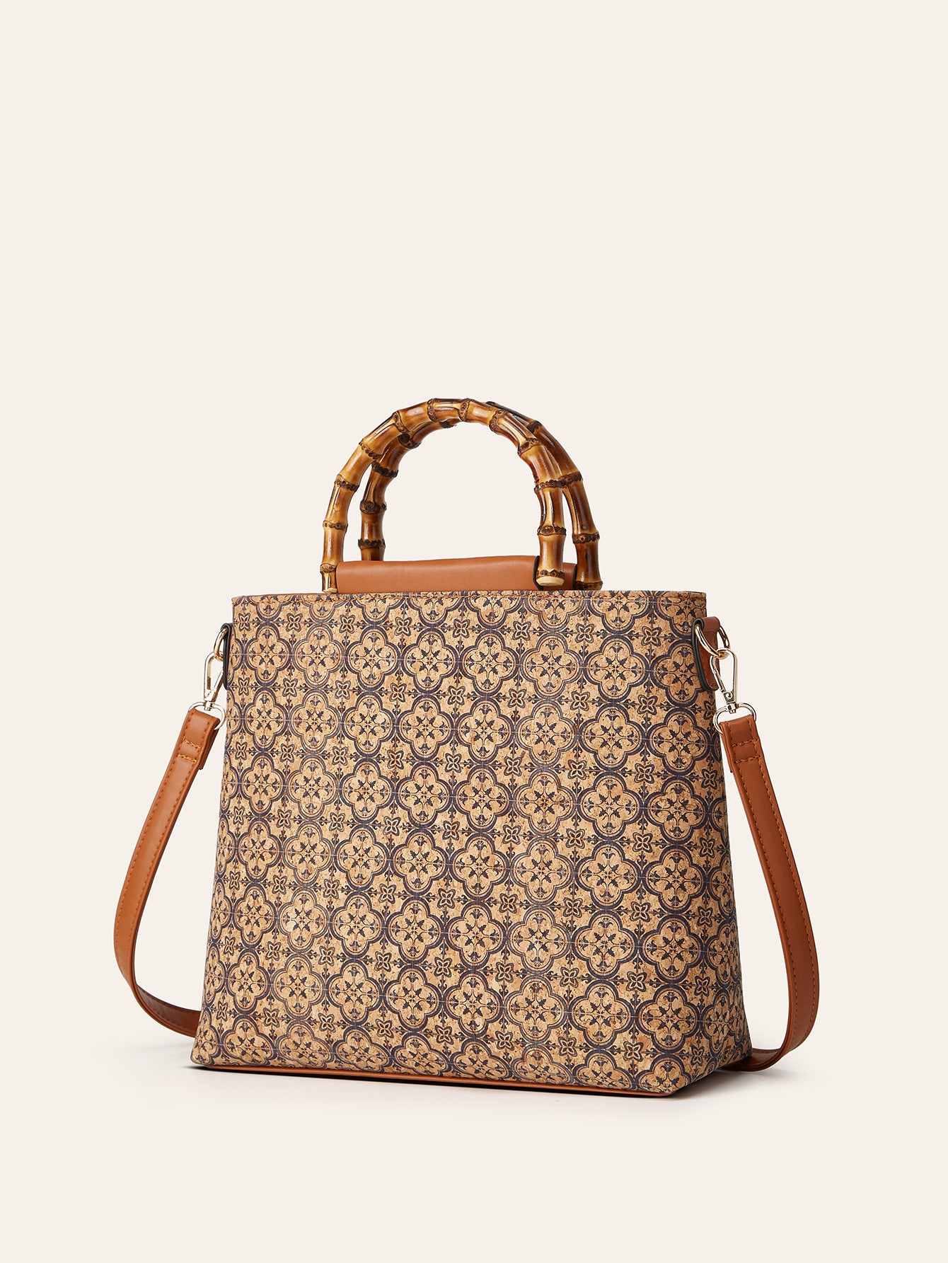 Vintage Ethnic Style Cork Print Tote Bag Eco-Friendly Large Capacity Handbag