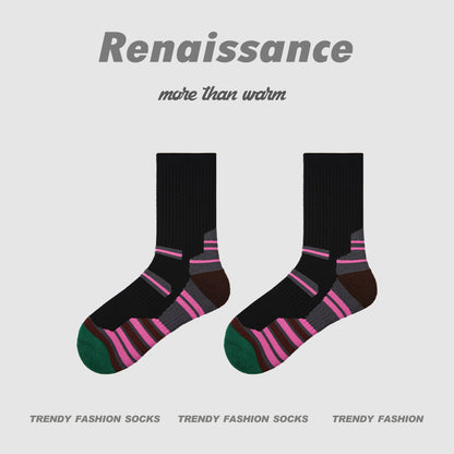 Athletic Colorblock Mid Calf Moisture Wicking Socks