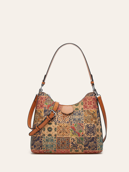 Vintage Ethnic Style Cork Shoulder Bag