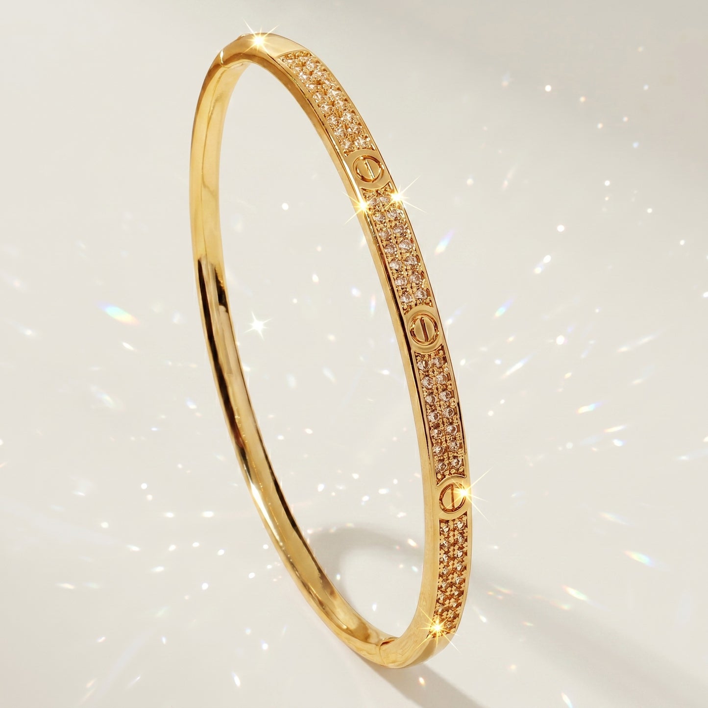 High-End Zirconia Stone Bangle with Nail Design for Weddings and Parties