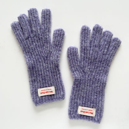 Touchscreen Knit Gloves Cute Solid Color Warm Winter Mittens