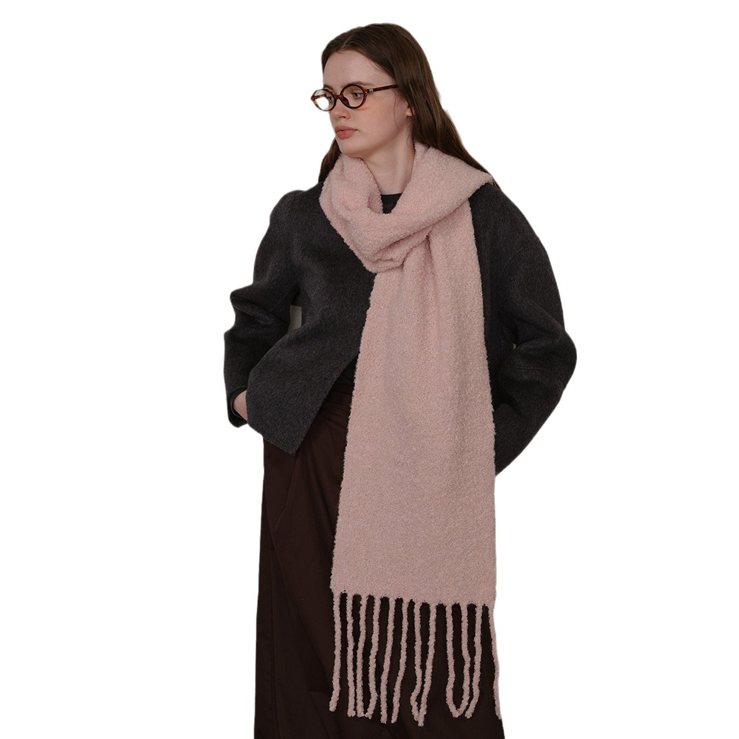 Wool Tassel Scarf Soft Breathable Versatile Wrap for Women