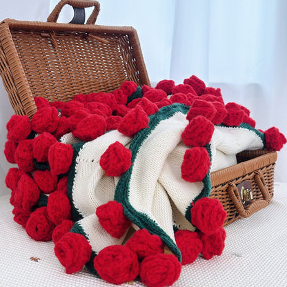 Handwoven Rose Bouquet Blanket Soft Plush Throw for Office Napping