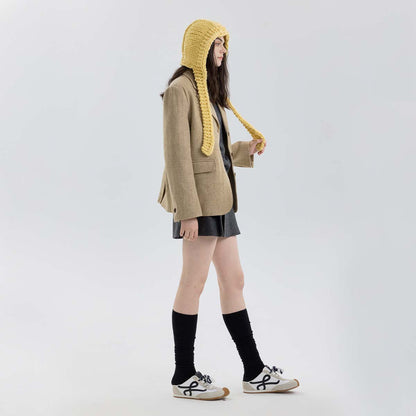 Fashionable Hand-Knitted Warm Beanie With Adjustable Strap