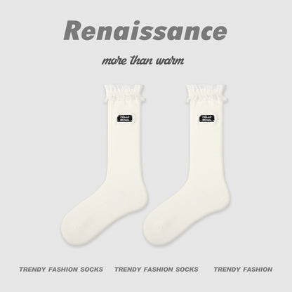 Socks Layered Mid Calf Lettered Cotton Blend Casual
