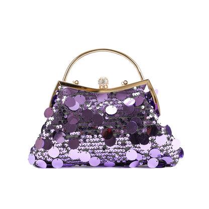 Elegant Shell Clutch Bag with Embroidery and Sequins
