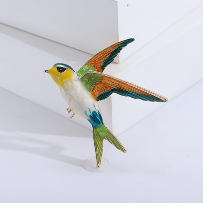 Colorful Swallow Enamel Brooch Elegant Unisex Pins
