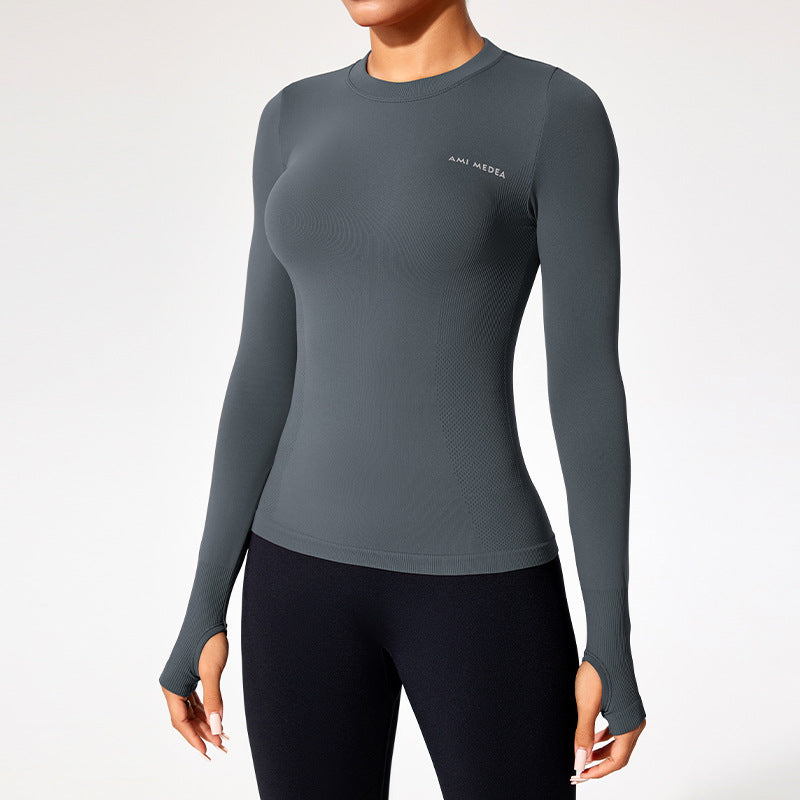 Women’s Fitted Long Sleeve Yoga Top - Moisture-Wicking Outdoor Training T-Shirt