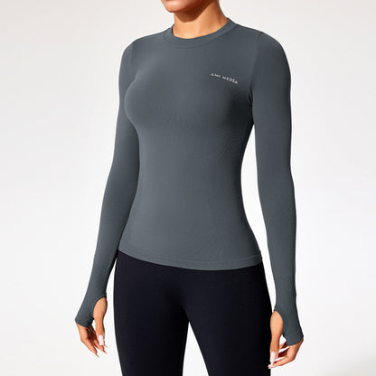 Women’s Fitted Long Sleeve Yoga Top - Moisture-Wicking Outdoor Training T-Shirt