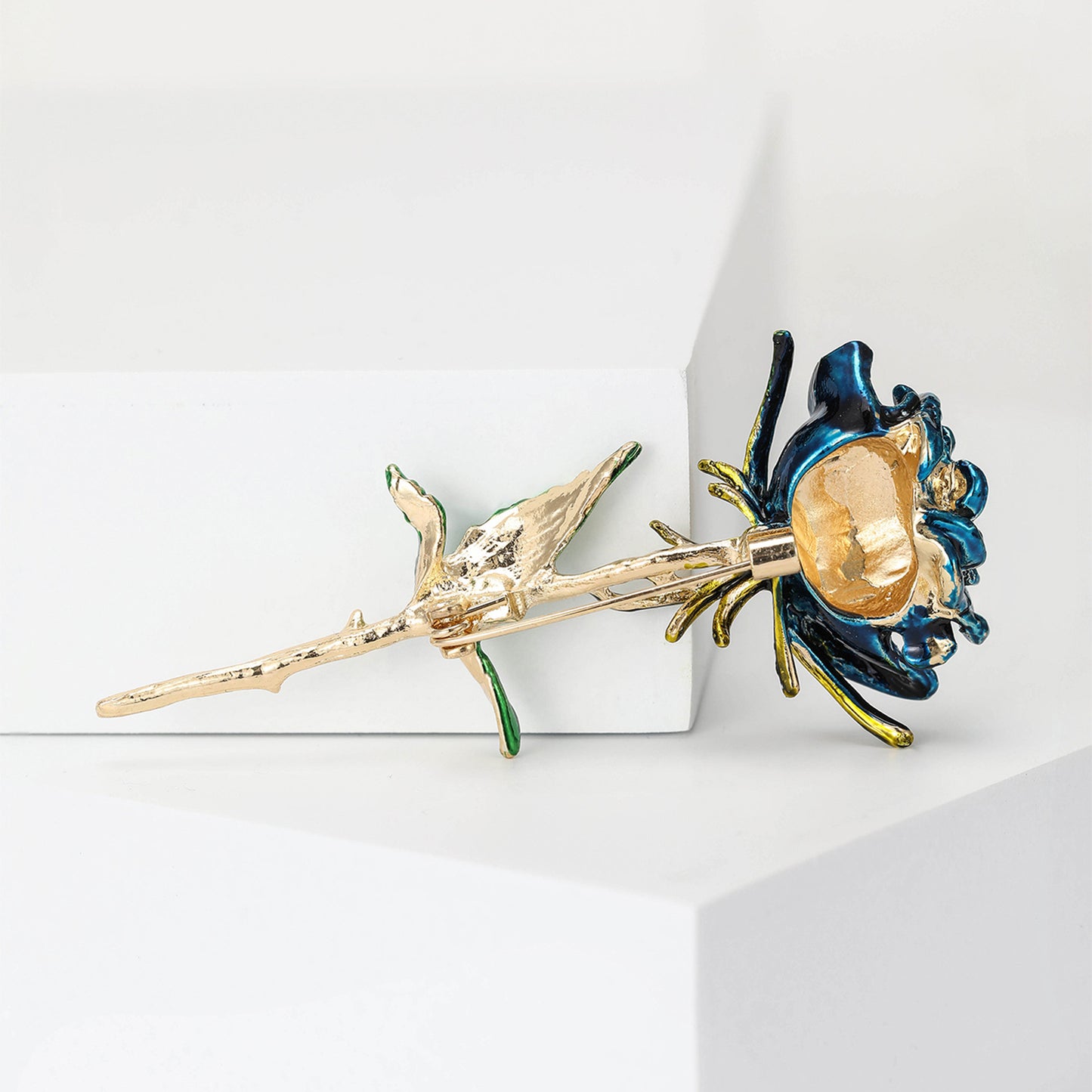 Rose Flower Brooch with Oil Droplet Finish Trendy Women's Pin