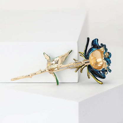 Rose Flower Brooch with Oil Droplet Finish Trendy Women's Pin