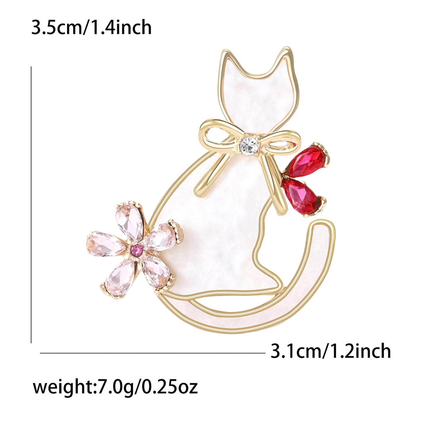 Cat Brooch Cute Rhinestone Enamel Pin Minimalist Women's Fashion Accessory