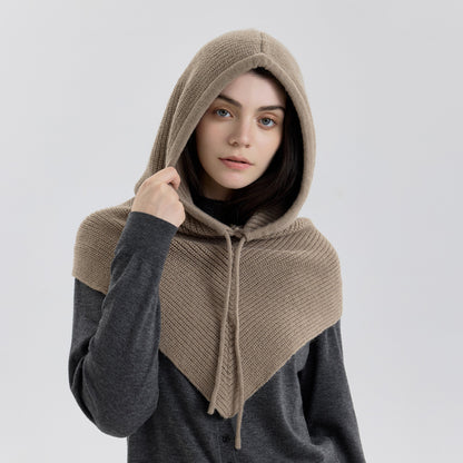 Classic Knitted Balaclava Hat with Neck Warmer and Drawstring