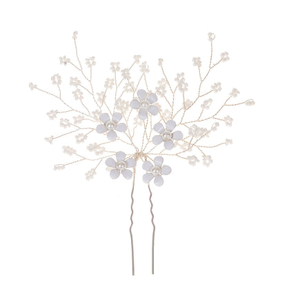 Floral U Shaped Hairpin Wedding Hairpiece