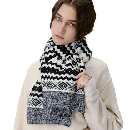 Geometric Knit Scarf Stylish Unisex Warm Neck Cover