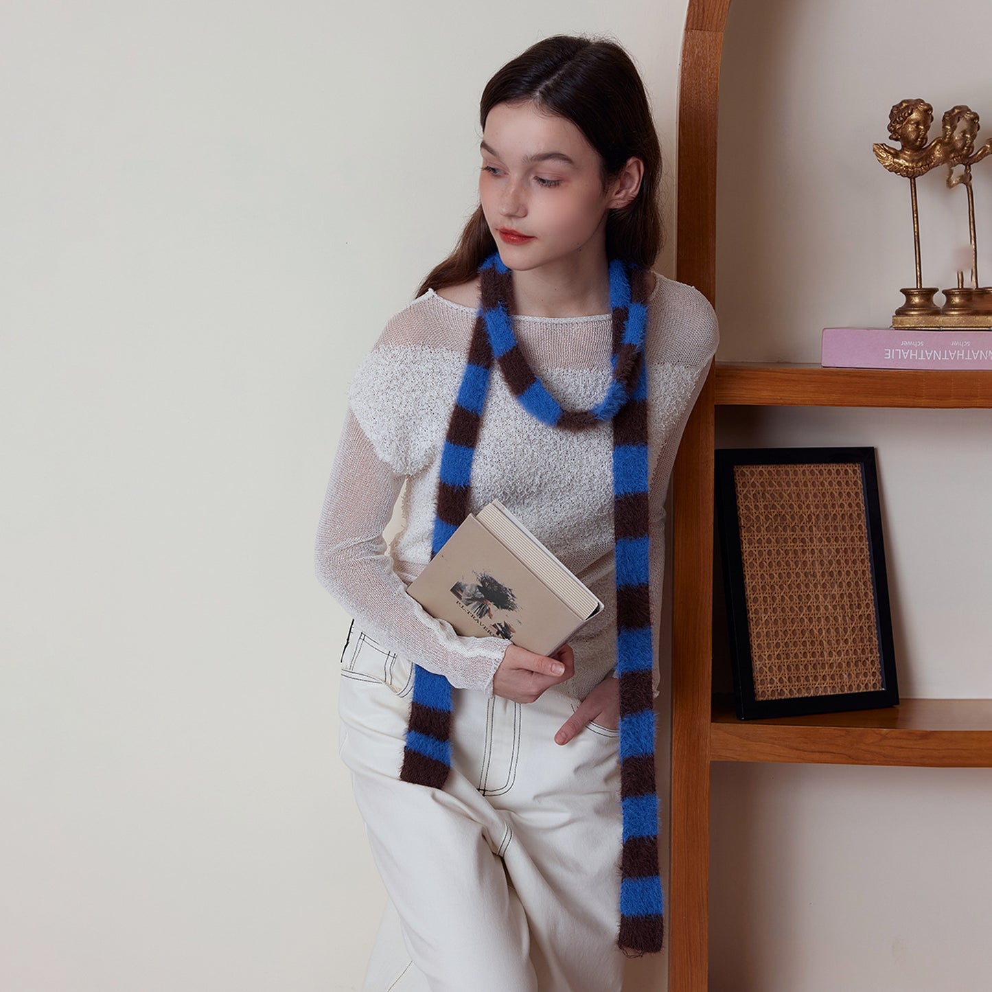 Trendy Striped Knit Scarf for Women - Versatile Chic Autumn/Winter Accessory