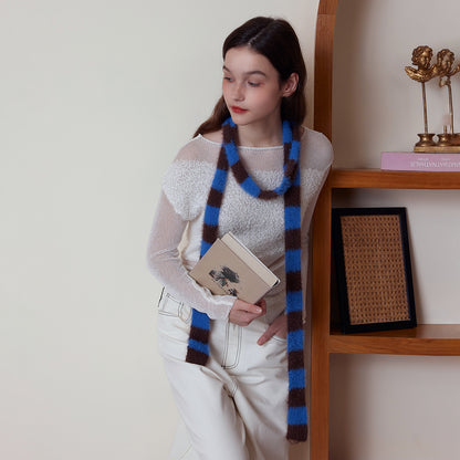 Trendy Striped Knit Scarf for Women - Versatile Chic Autumn/Winter Accessory