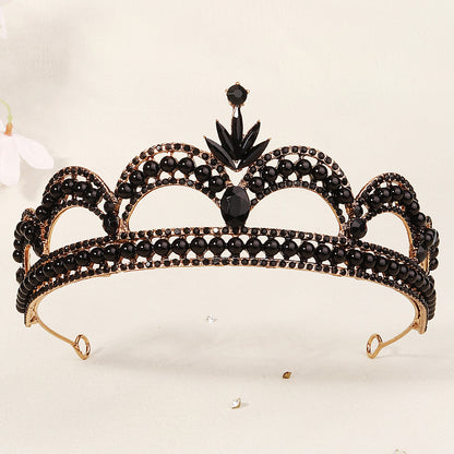 Dark Fantasy Alloy Crown with Rhinestones for Halloween Parties