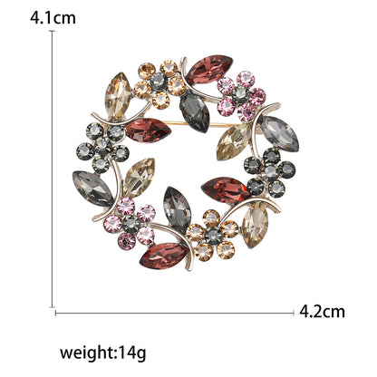 Crystal Olive Branch Brooch Fashion Floral Accessory