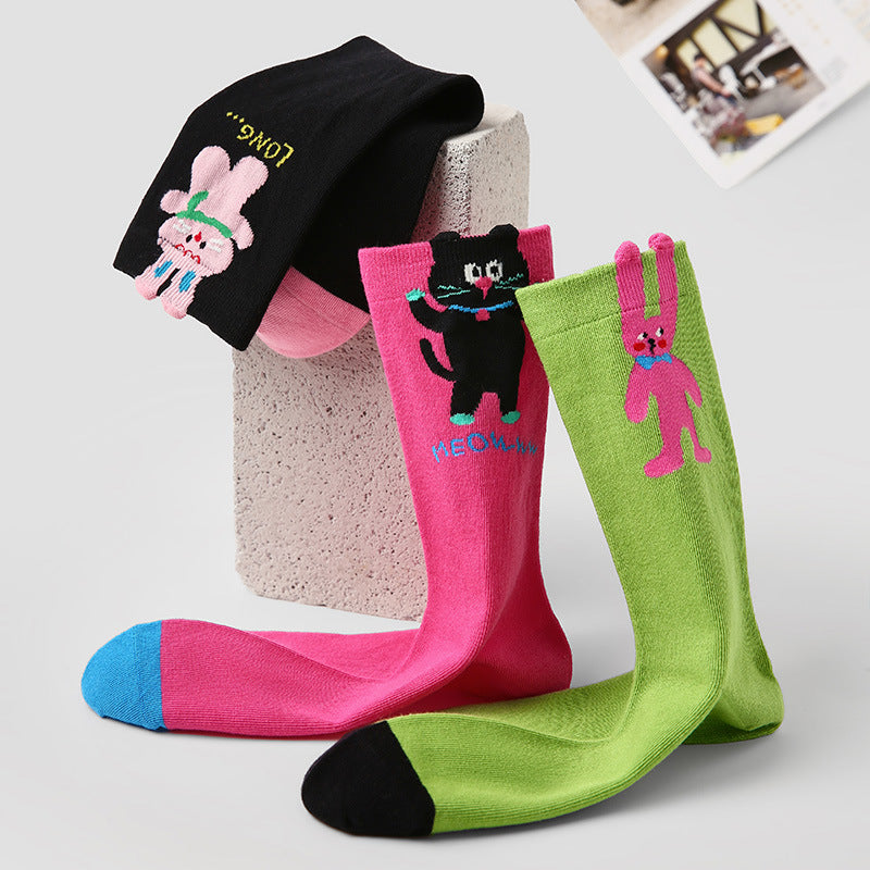 Socks Renaissance Animal Cartoon Combed Cotton Casual