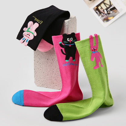 Socks Renaissance Animal Cartoon Combed Cotton Casual