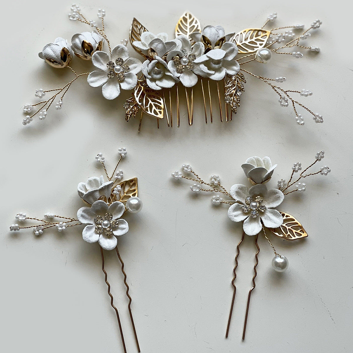 Pastel Colored Floral Hair Combs Set Bridal