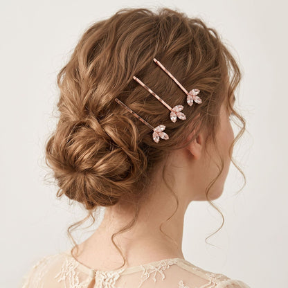 Elegant Floral Zircon Hairpin Set for Women