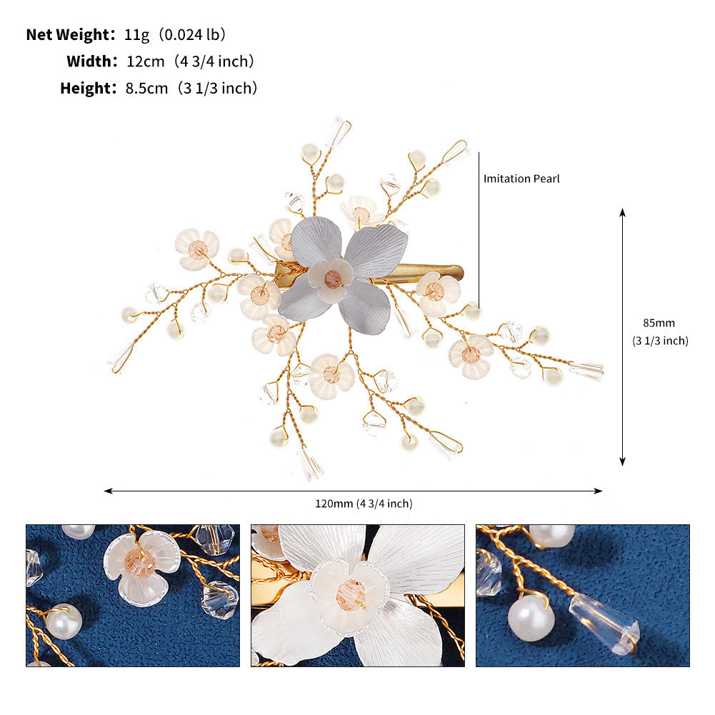 Handmade Floral Pearl Hair Clips for Weddings and Parties