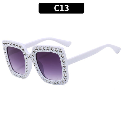 Colorful Gemstone-Embellished Disco Sunglasses Retro Style
