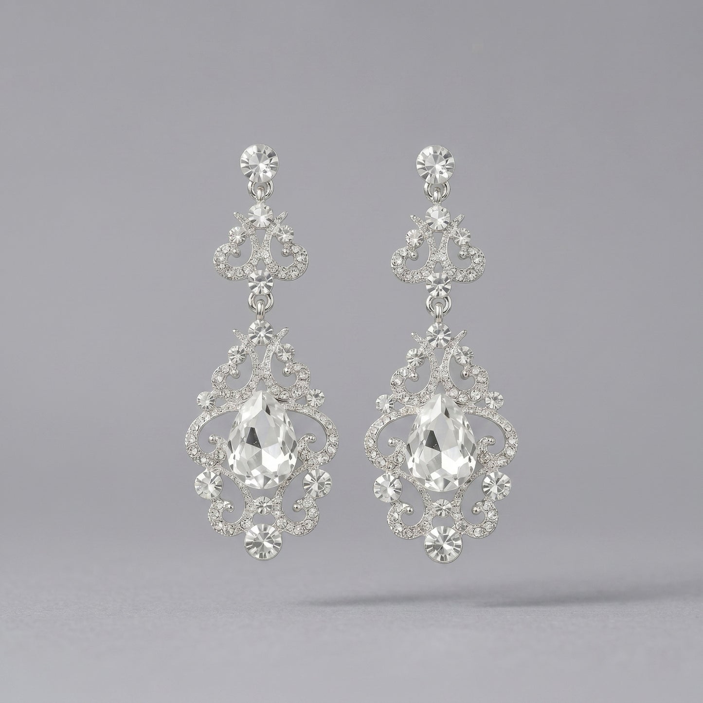 Vintage Floral Alloy Rhinestone Earrings Elegant Daily Drops