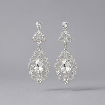 Vintage Floral Alloy Rhinestone Earrings Elegant Daily Drops