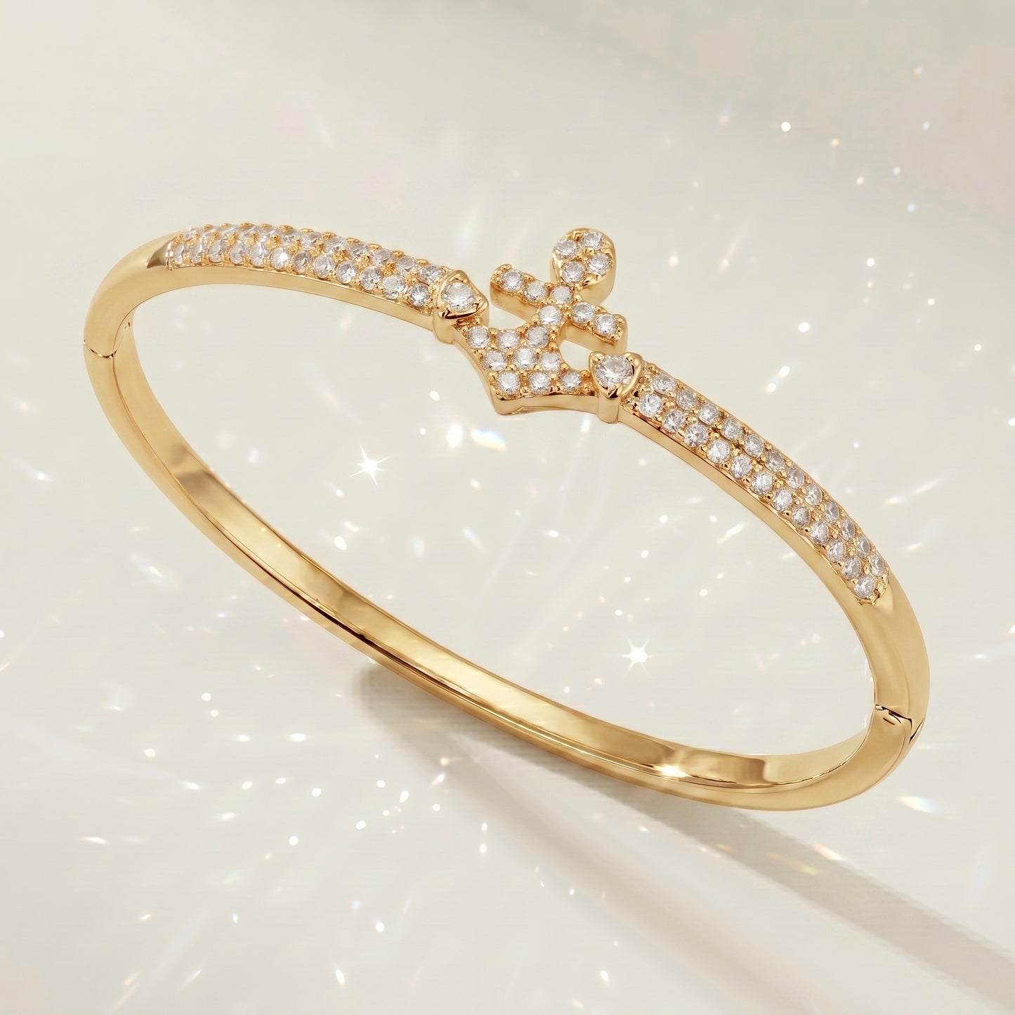 High-End Zirconia Stone Bangle with Nail Design for Weddings and Parties