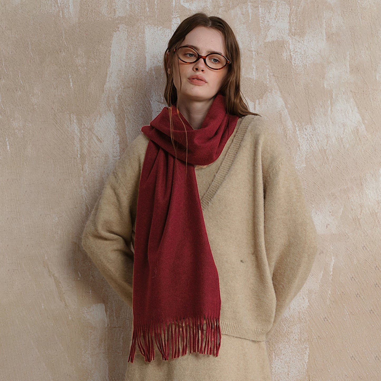 Classic Wool Scarf with Tassels for Men and Women