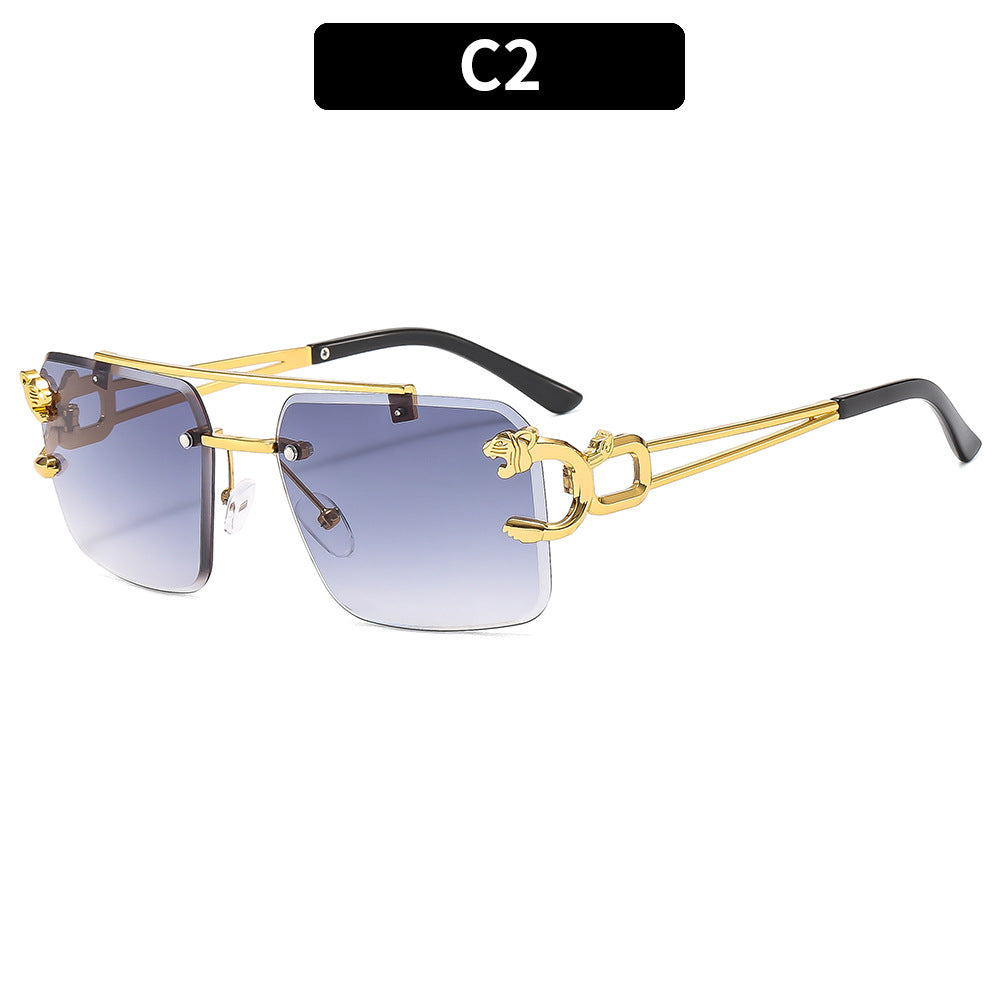 Trendy Metal Frame Leopard Sunglasses Polarized UV400 Protection