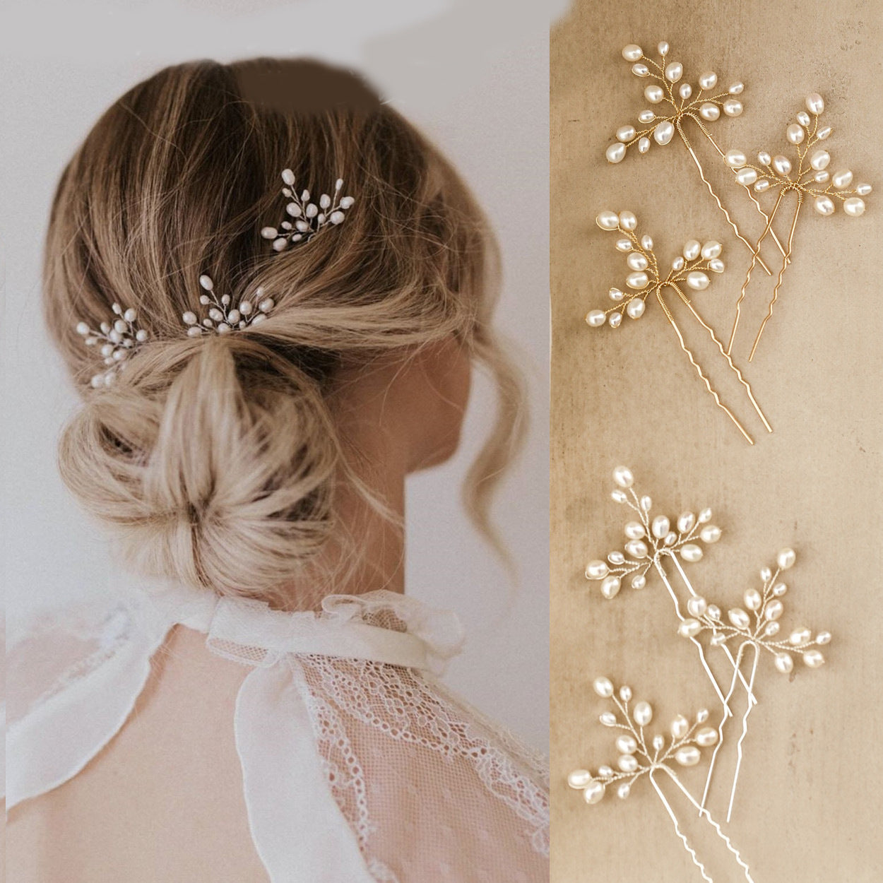 Elegant Pearl Hair Fork Handmade Bridal Hair Accessory